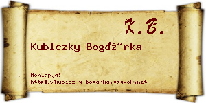 Kubiczky Bogárka névjegykártya